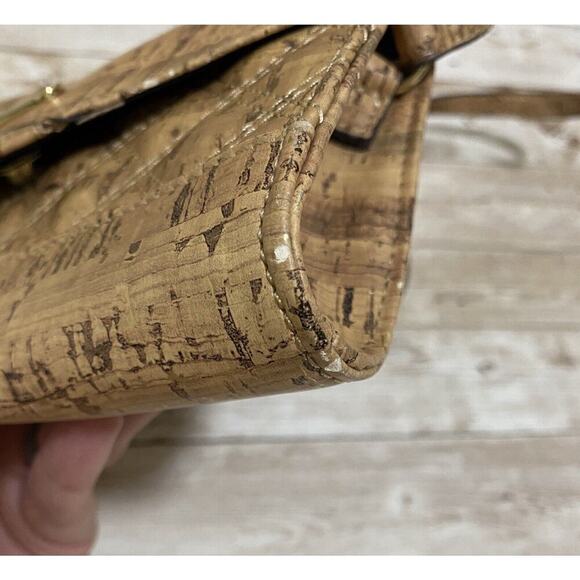 Anne Klein Purse Womens Tan Small Crossbody Cork Design Faux Leather - Picture 7 of 16